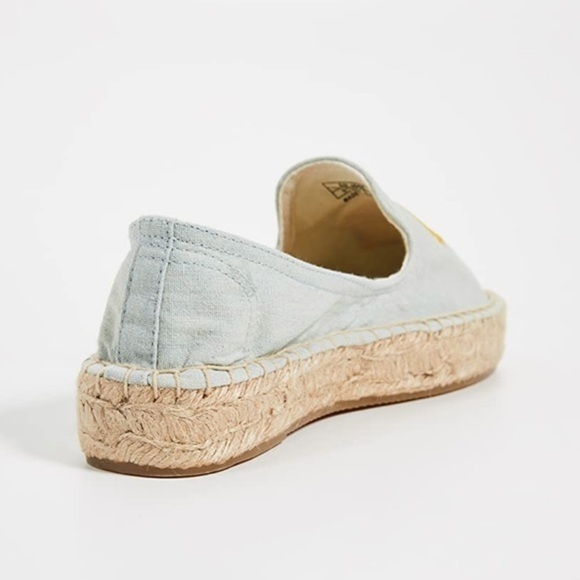 Soludos Lemon Jute Platform Chambray Canvas Shoe - Espadrilles Size 6 - Picture 4 of 12